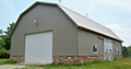 Large, suburban pole-barn garage